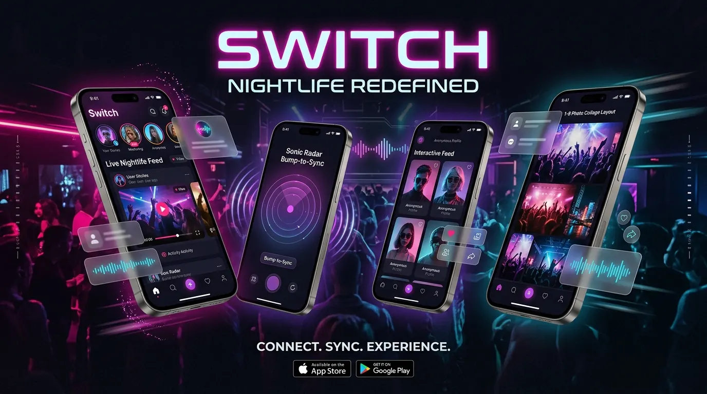 SWITCH 夜生活社交应用界面展示